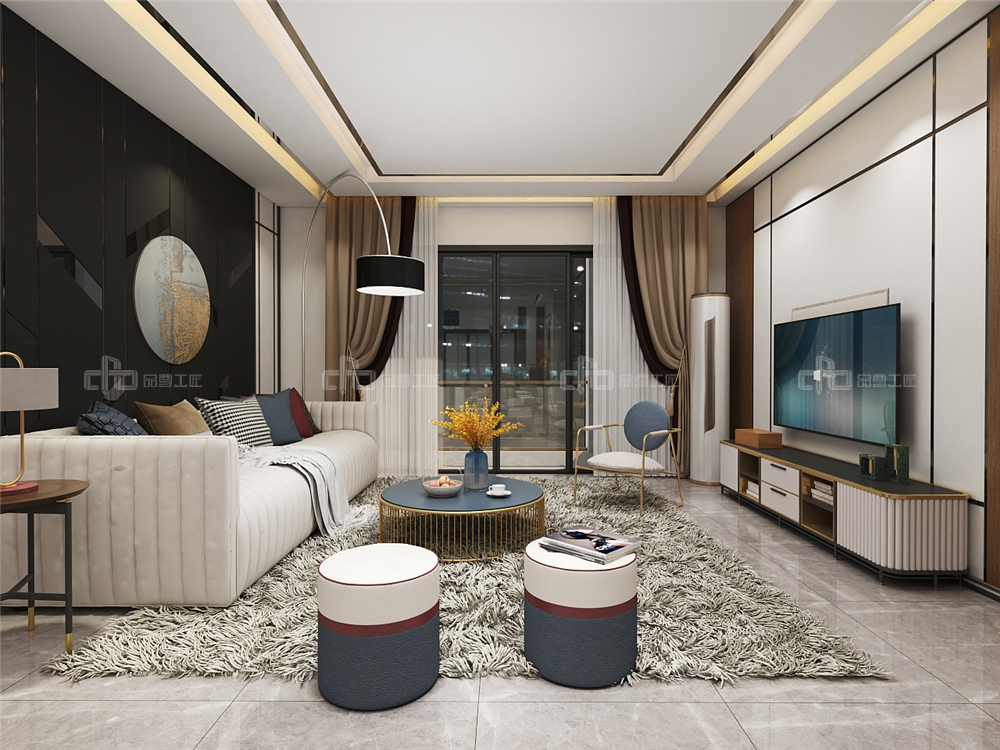 整木定制現代輕奢風格與金屬共舞,領略流光歲(圖3) 整木定制客廳