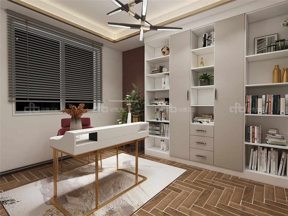 整木定制現代輕奢風格與金屬共舞,領略流光歲(圖19) 整木定制書房